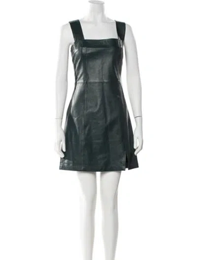 Pre-owned Veda X Reformation Lamb Leather Mini Dress In Green