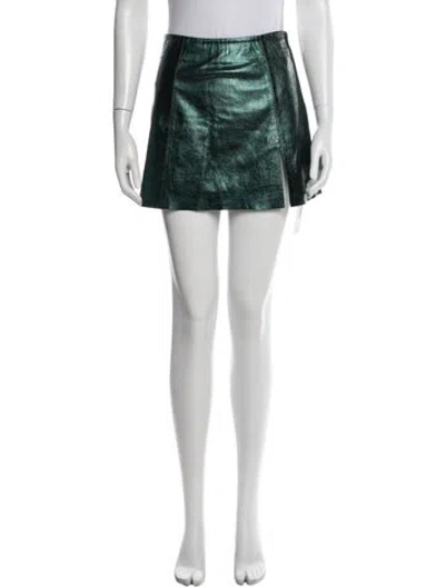 Pre-owned Veda X Reformation Lamb Leather Mini Skirt In Black