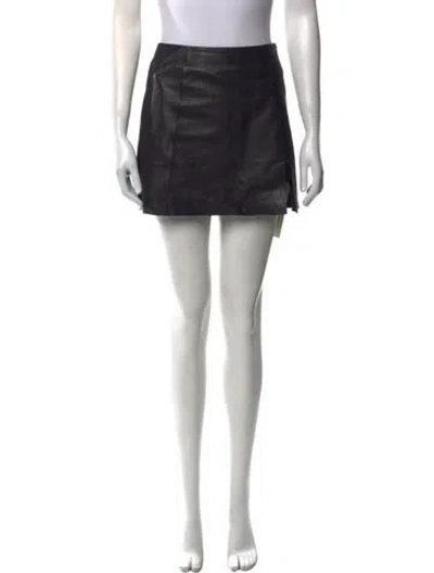 Pre-owned Veda X Reformation Lamb Leather Mini Skirt In Black