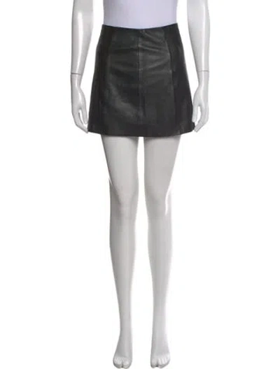 Pre-owned Veda X Reformation Lamb Leather Mini Skirt In Black