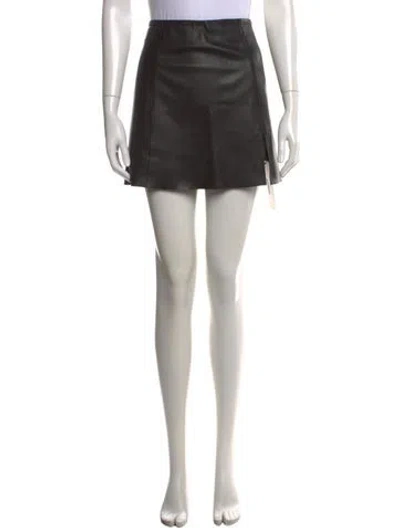 Pre-owned Veda X Reformation Lamb Leather Mini Skirt In Black