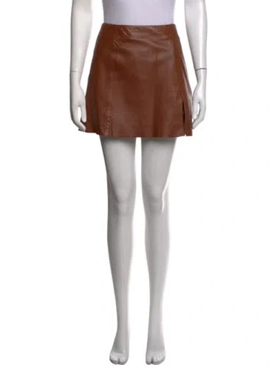 Pre-owned Veda X Reformation Lamb Leather Mini Skirt In Brown