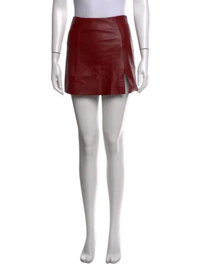 Pre-owned Veda X Reformation Lamb Leather Mini Skirt In Burgundy
