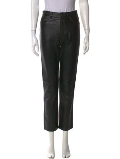 Pre-owned Veda X Reformation Lamb Leather Straight Leg Pants In Black