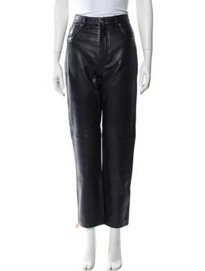 Pre-owned Veda X Reformation Lamb Leather Straight Leg Pants In Black