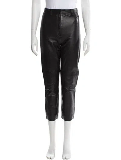Pre-owned Veda X Reformation Lamb Leather Straight Leg Pants In Black