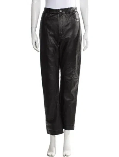 Pre-owned Veda X Reformation Lamb Leather Straight Leg Pants In Black