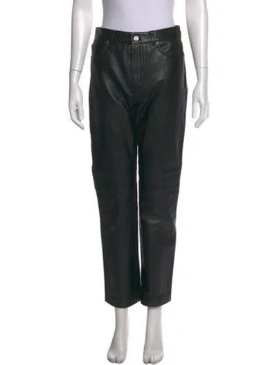Pre-owned Veda X Reformation Lamb Leather Straight Leg Pants In Black