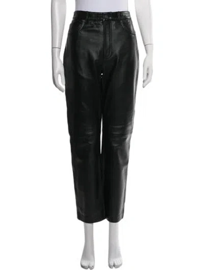 Pre-owned Veda X Reformation Lamb Leather Straight Leg Pants In Black