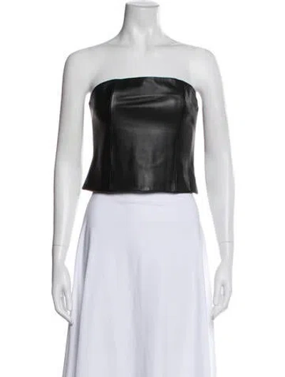 Pre-owned Veda X Reformation Lamb Leather Strapless Crop Top In Black