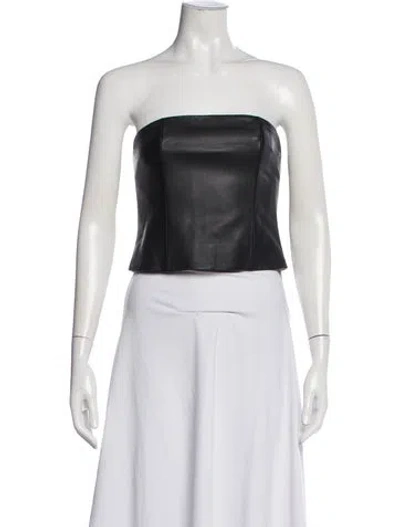 Pre-owned Veda X Reformation Lamb Leather Strapless Crop Top In Black