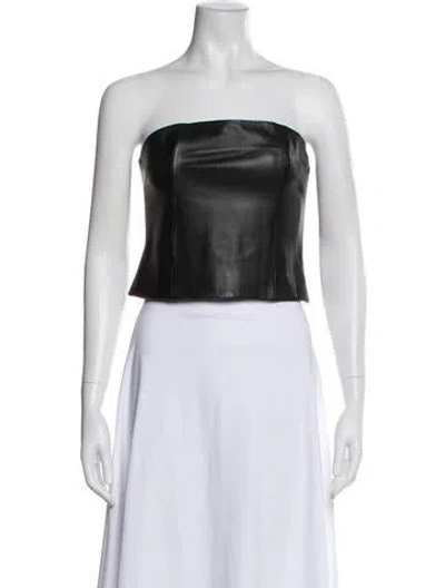Pre-owned Veda X Reformation Lamb Leather Strapless Crop Top In Black