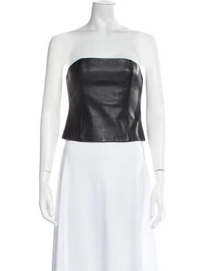 Pre-owned Veda X Reformation Lamb Leather Strapless Crop Top In White