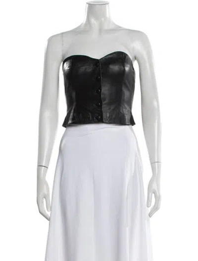 Pre-owned Veda X Reformation Lamb Leather Strapless Top In Black