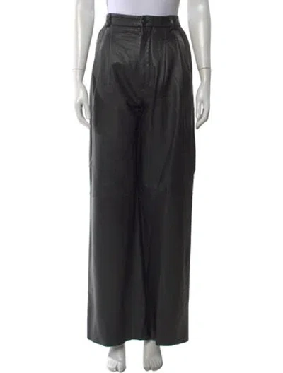 Pre-owned Veda X Reformation Lamb Leather Wide Leg Pants In Black
