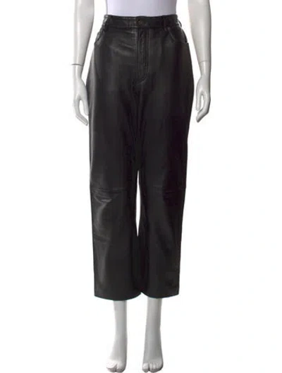 Pre-owned Veda X Reformation Lamb Leather Wide Leg Pants In Black