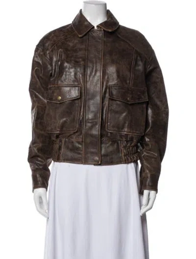 Pre-owned Veda X Reformation Leather Biker Jacket In Brown