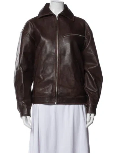 Pre-owned Veda X Reformation Leather Biker Jacket In Brown