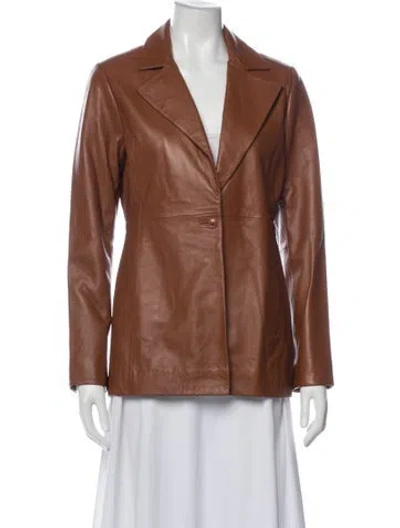 Pre-owned Veda X Reformation Leather Blazer In Brown