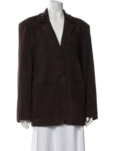 Pre-owned Veda X Reformation Leather Blazer In Brown