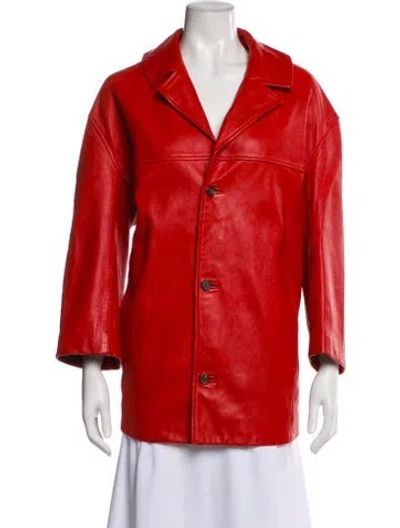 Pre-owned Veda X Reformation Leather Blazer In Orange