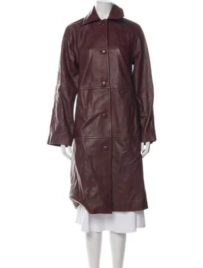 Pre-owned Veda X Reformation Leather Coat In Burgundy