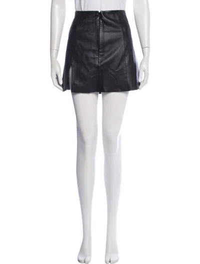 Pre-owned Veda X Reformation Leather Mini Skirt In Black