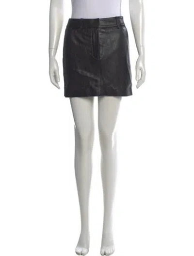 Pre-owned Veda X Reformation Leather Mini Skirt In Black