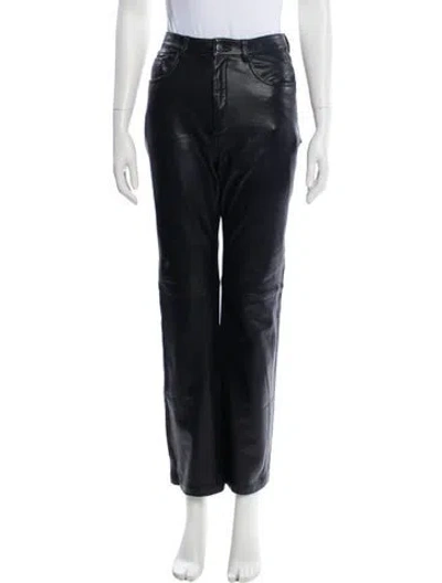 Pre-owned Veda X Reformation Leather Straight Leg Pants In Black