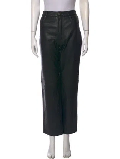 Pre-owned Veda X Reformation Leather Straight Leg Pants In Black