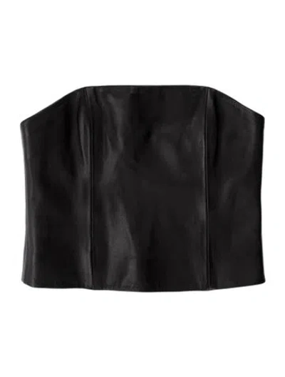 Pre-owned Veda X Reformation Leather Strapless Crop Top In Black