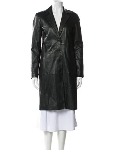 Pre-owned Veda X Reformation Leather Trench Coat In Green