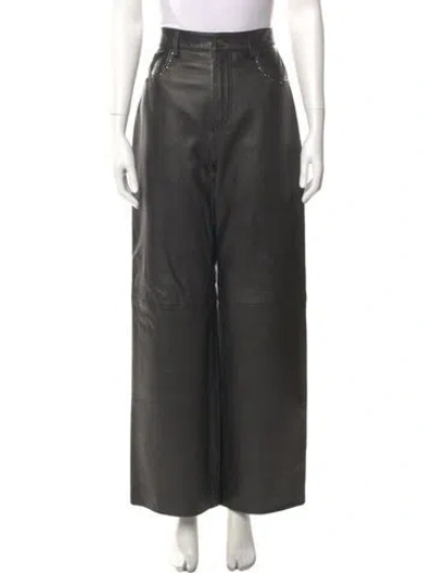 Pre-owned Veda X Reformation Leather Wide Leg Pants In Black