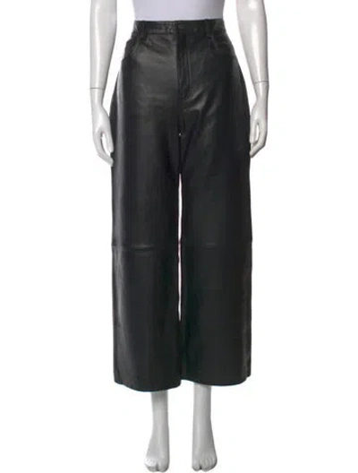 Pre-owned Veda X Reformation Leather Wide Leg Pants In Black