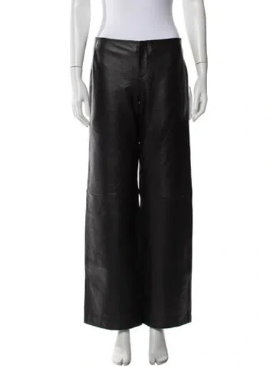 Pre-owned Veda X Reformation Leather Wide Leg Pants In Black