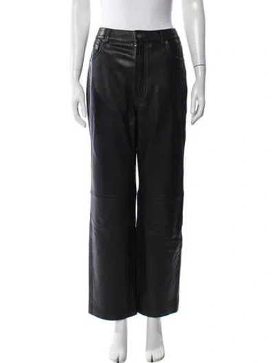 Pre-owned Veda X Reformation Leather Wide Leg Pants In Blue