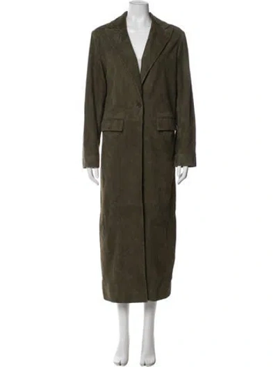 Pre-owned Veda X Reformation Suede Coat In Green