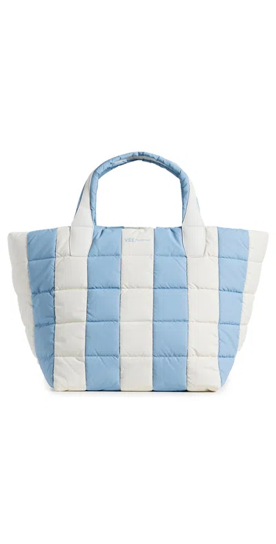 Vee Collective Porter Medium Tote Cerulean/marshmallow Stripes