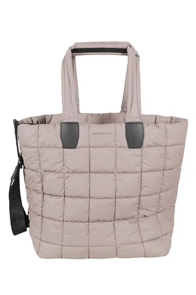 Vee Collective Quilted Eco-friendly Tote Bag With Adjustable Strap In Gray