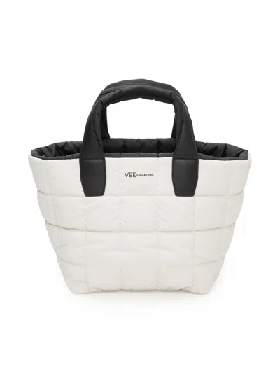 Vee Collective Women's Porter Line Small Quilted Tote Bag In White