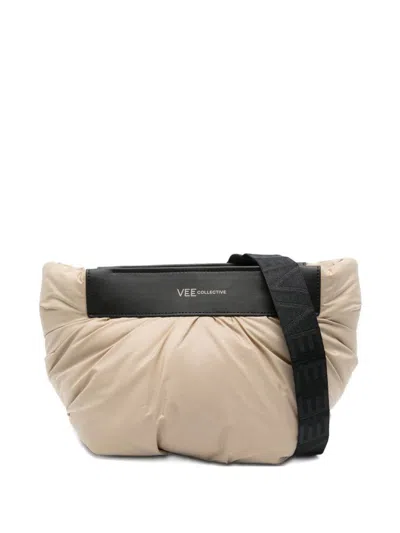 VEECOLLECTIVE VEECOLLECTIVE PADDED SHOULDER BAG IN BEIGE AND BLACK