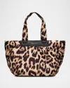 Veecollective Caba Medium Polyester And Nylon Leopard-print Tote Bag In Brown