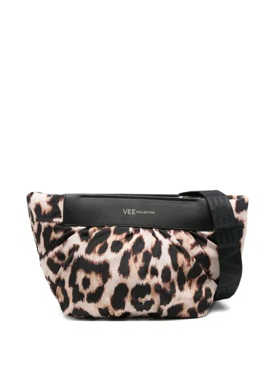 Veecollective Medium Caba Leopard-print Clutch Bag In Neutral