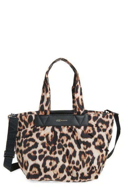 Veecollective Medium Caba Leopard Print Recycled Polyester Tote In Animal Print