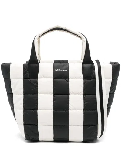 Veecollective Medium Porter Striped Tote Bag In Black