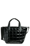 Veecollective Medium Porter Water Repellent Quilted Recycled Nylon Tote In Black Vinyl