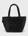 Veecollective Medium Quilted Nylon Tote Bag In Black Vinyl