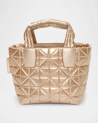 Veecollective Mini Metallic Quilted Tote Bag In Gold