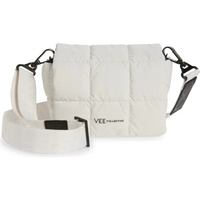 Veecollective Mini Porter Quilted Recycled Nylon Messenger Bag In White