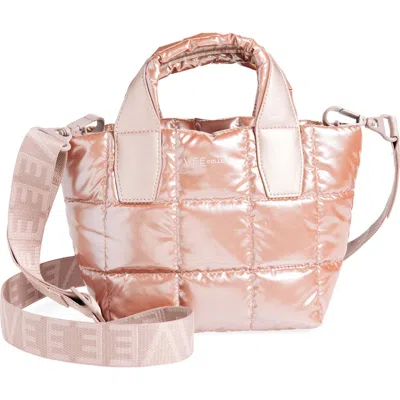 Veecollective Mini Porter Water Resistant Quilted Recycled Nylon Tote In Gin Fizz Metallic